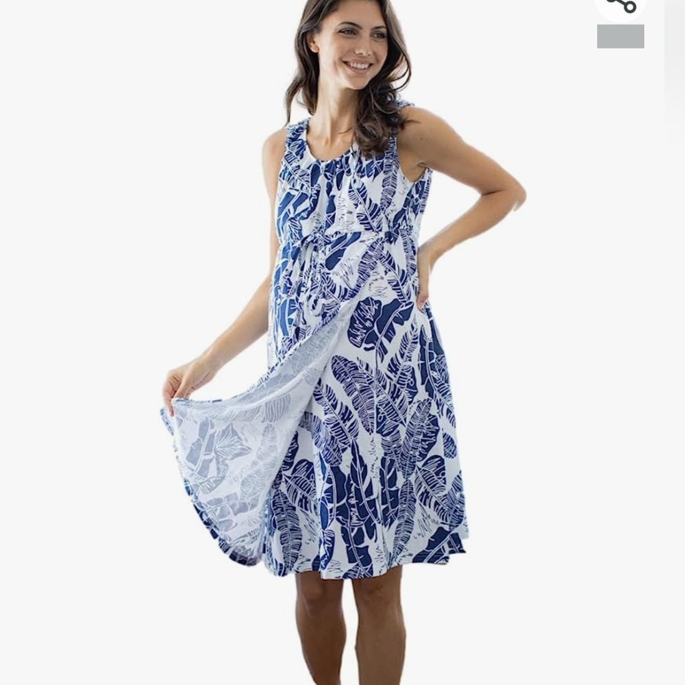 Blue palm Labor/Delivery/Nursing Gown